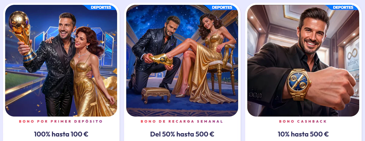 Oferta de bienvenida de Infinity Casino para jugadores de casino y apuestas deportivas